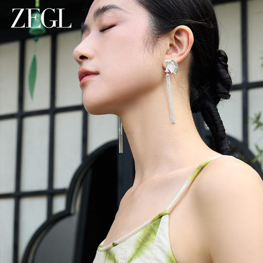 ZEGL设计师风影声声系列流苏耳环女新款爆款新中式耳钉气质耳饰品 商品图1