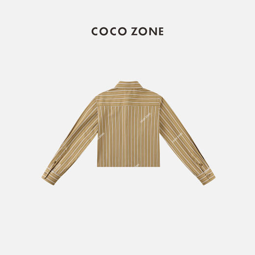 COCO ZONE莱塞尔天丝+棉条纹衬衫翻领长袖衬衣23C19179 商品图1