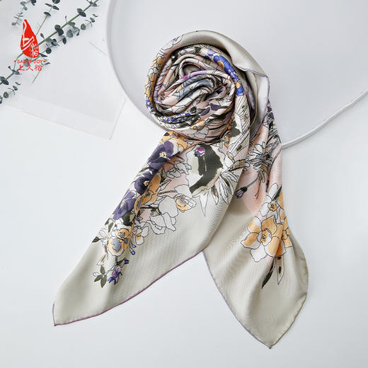 SAINTJOY/上久楷真丝方巾 双面印花真丝方巾  繁花集 FJS24028 商品图8