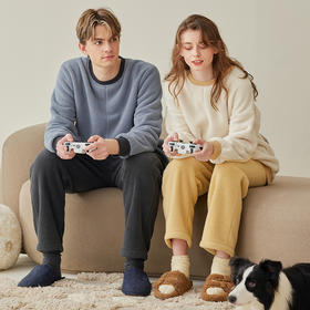 芬腾情侣睡衣保暖秋冬季加绒加厚抗静电女士套装珊瑚绒男家居服