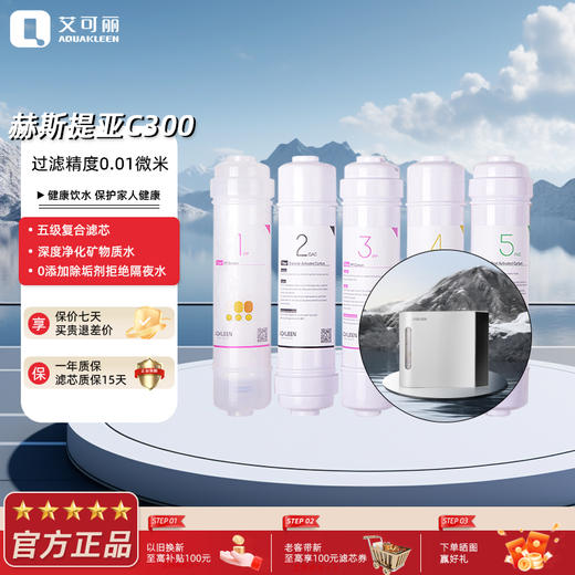 艾可丽赫斯提亚C300 家用净水器超滤五级过滤自来水厨下净水机滤芯 商品图0