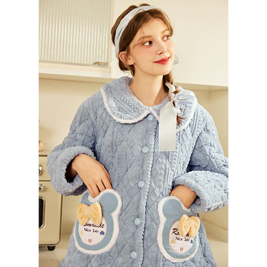 芬腾女童冬季睡衣珊瑚绒三层夹棉加绒加厚女孩儿童亲子家居服套装 商品图2