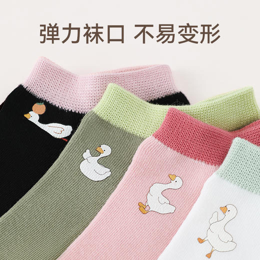 39.9到手5双！芬腾女士短袜春秋款防臭抗菌浅口棉袜夏季吸汗透气可爱大白鹅袜子 商品图2