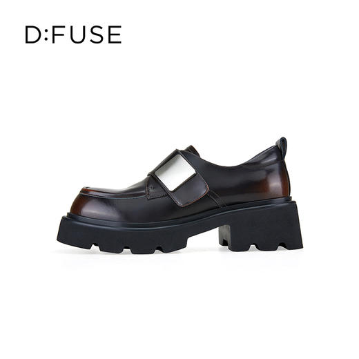 D:FUSE迪芙斯秋季新款质感牛皮魔术贴百搭乐福鞋轻便厚底增高鞋DF43112363 商品图9