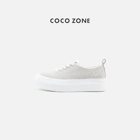 COCO ZONE  简约纯色系带休闲鞋厚底圆头帆布鞋CC2B1094