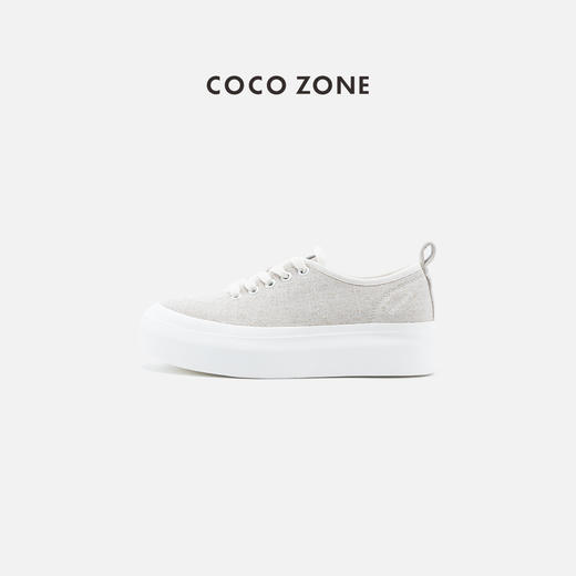 COCO ZONE  简约纯色系带休闲鞋厚底圆头帆布鞋CC2B1094 商品图0