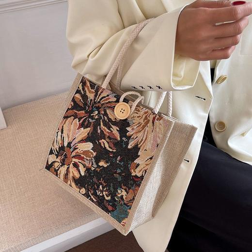 学生包包韩版手提包新款包女时尚日系亚麻版ins饭盒帆布便当 商品图8