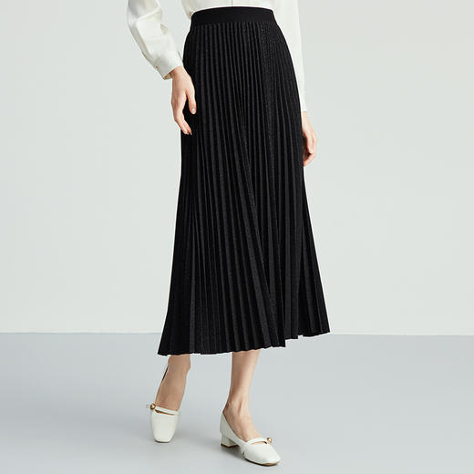 EITIE爱特爱星空细闪松紧腰高腰百褶长款优雅半身裙秋季新款C2406414 商品图2