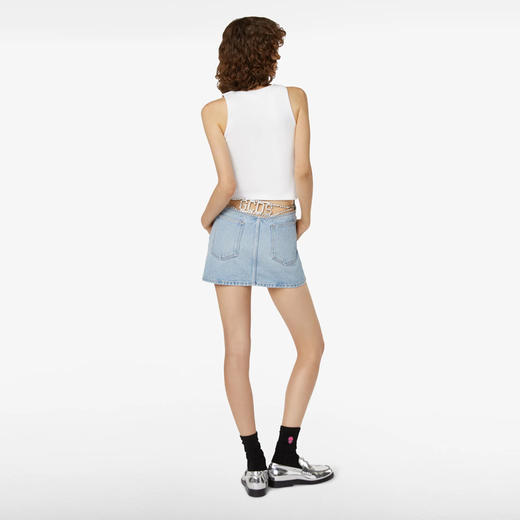GCDS 女士牛仔短颈链迷你裙 浅蓝色 A1OW2302DA075 商品图2