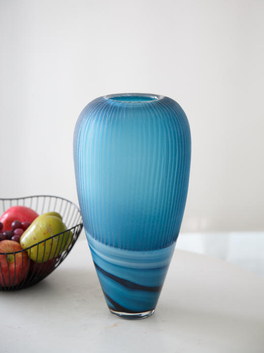 蓝色条纹花瓶 商品图0