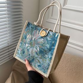 学生包包韩版手提包新款包女时尚日系亚麻版ins饭盒帆布便当