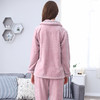 芬腾新款珊瑚绒睡衣女秋冬长袖大码加厚保暖法兰绒翻领家居服套装 商品缩略图3