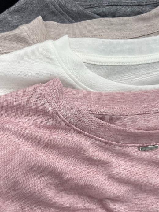 【轻薄柔软莱赛尔天丝短袖t恤】夏季宽松温柔纯色圆领清凉面膜上衣  商品图2