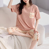 芬腾可外穿家居服睡衣女士夏季短袖透气两件套头套装大码舒适全棉 商品缩略图0