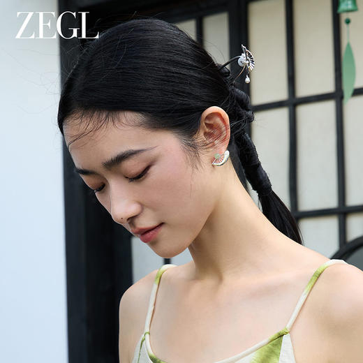 ZEGL设计师风影声声系列琉璃耳钉女新中式耳环新款爆款民族风耳饰 商品图2