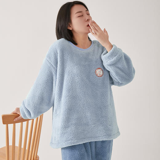 秋冬套头珊瑚绒加厚加绒保暖男女居家服  A-5508 芬腾 商品图3