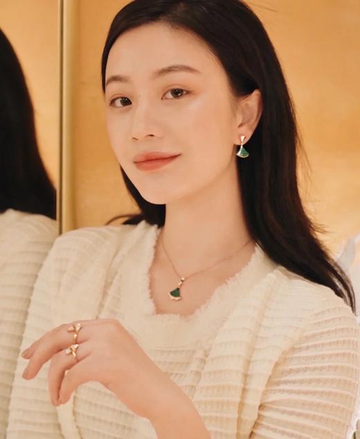 B格丽天然石扇形小裙子耳钉，刘亦菲同款 商品图1