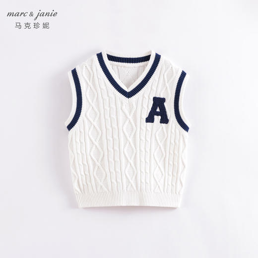 马克珍妮春装新款 男童学院风撞色V领针织马甲230085 商品图3