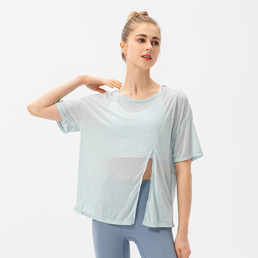 跃牌【欲动春风】系列 新款女开叉运动罩衫速干跑步圆领T恤户外健身瑜伽短袖22223 商品图0