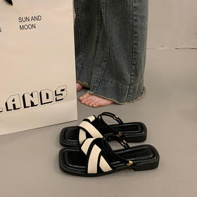 【法式仙女风平底凉鞋】夏外穿配裙子 夏季爆款百搭罗马两穿凉拖 