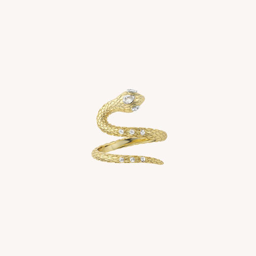 订购8周到｜MYA-BAY-WHITE SNAKE-锆石 戒指［比利时设计师］ 商品图0