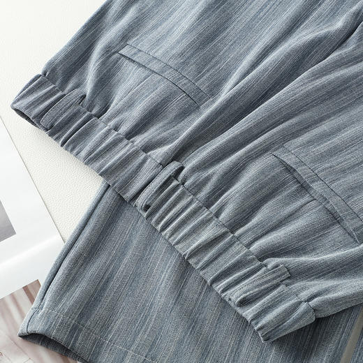 HSS2866 麻感天丝裤休闲裤女2024夏季新款高腰薄款宽松显瘦窄版阔腿长裤子 商品图2