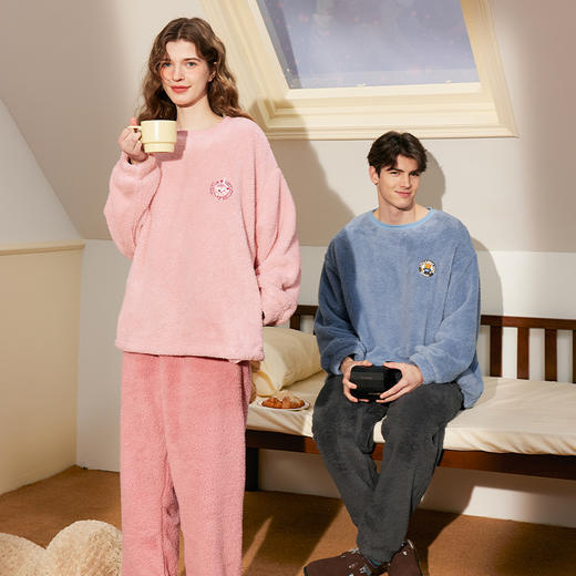 秋冬套头珊瑚绒加厚加绒保暖男女居家服  A-5508 芬腾 商品图2