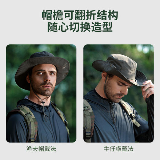「数色可选！户外渔夫帽」新款防晒渔夫帽 男夏季户外露营钓鱼登山帽遮阳透气牛仔帽子防泼水配饰 商品图1