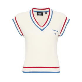 GCDS 女士贴花徽标人字形针织背心 米色 A1CW1400KB115