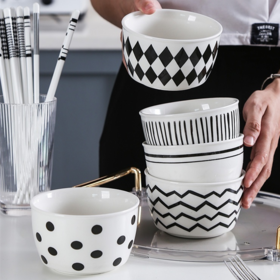 【5个装】华斯牌北欧轻奢赫本风陶瓷碗