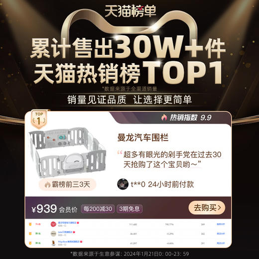 *【曼龙】mloong汽车游戏围栏防护栏婴儿客厅室内家用地上宝宝爬爬垫儿童栅栏 商品图3