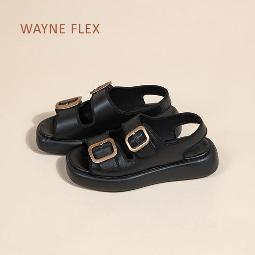 【时尚百搭】WAYNE FLEX韦恩 新款女款轻便减震防滑牛皮厚底凉鞋WF4126-1（35-40码） 商品图5