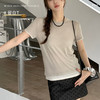 MUYANHUAN 留白T 莱赛尔天丝拼色U领叠穿气质显瘦 商品缩略图0