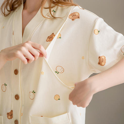 芬腾月子服女士夏季纯棉短袖孕妇睡衣产妇产后喂奶家居服全棉套装 商品图2