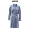 VIMAGE/纬漫纪秋季新款显瘦纯色高腰显瘦连衣裙女V1807426 商品缩略图0