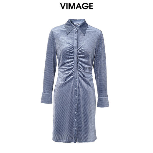 VIMAGE/纬漫纪秋季新款显瘦纯色高腰显瘦连衣裙女V1807426 商品图0