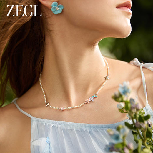ZEGL设计师花漫迹系列人造珍珠项链女款2024新款轻奢小众夏天配饰 商品图1