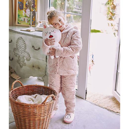 芬腾【三层加厚夹棉】秋冬季亲子睡衣女童卡通女孩加厚母女家居服 商品图3