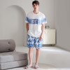 芬腾男士睡衣夏季纯棉短袖圆领套装青年休闲加大码外穿全棉家居服 商品缩略图4