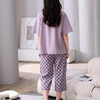 芬腾薄款纯棉七分裤女睡衣夏女款舒适圆领短袖大码全棉家居服套装 商品缩略图3