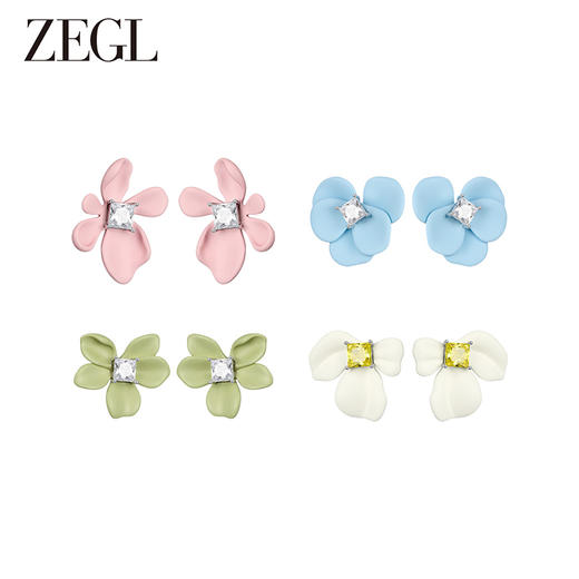 ZEGL设计师花花耳妆盘系列花朵耳钉女多巴胺耳环小众独特可爱耳饰 商品图5