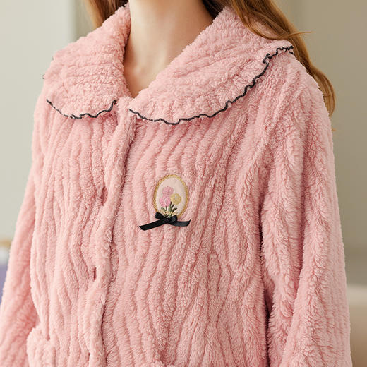 芬腾珊瑚绒女士睡衣秋冬加绒加厚保暖法兰绒加大码家居服套装冬季 商品图2