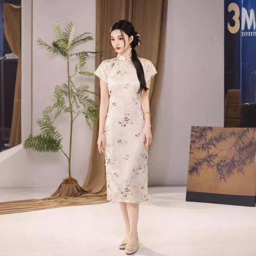 古法全开襟提花缎旗袍连衣裙YG2445 商品图2