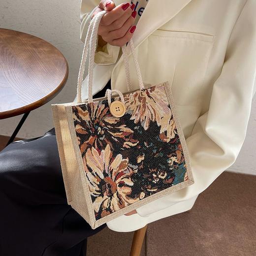 学生包包韩版手提包新款包女时尚日系亚麻版ins饭盒帆布便当 商品图9