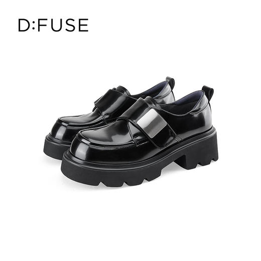 D:FUSE迪芙斯秋季新款质感牛皮魔术贴百搭乐福鞋轻便厚底增高鞋DF43112363 商品图5