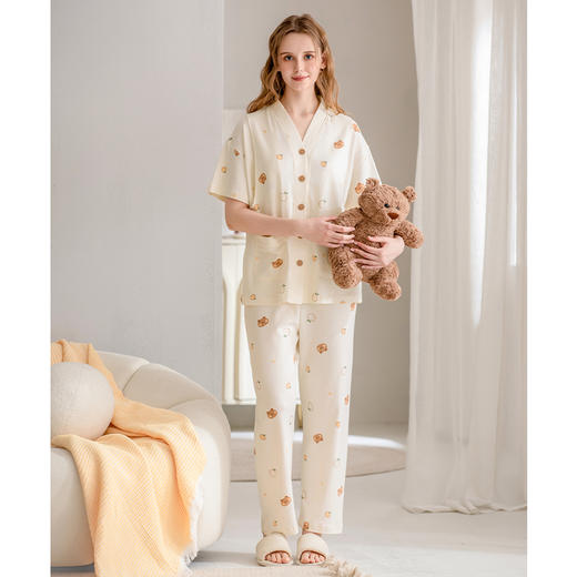 芬腾月子服女士夏季纯棉短袖孕妇睡衣产妇产后喂奶家居服全棉套装 商品图4