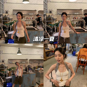 新品上身 | 挂脖背心加卫裤，在简明着装中绽放舒然🍥