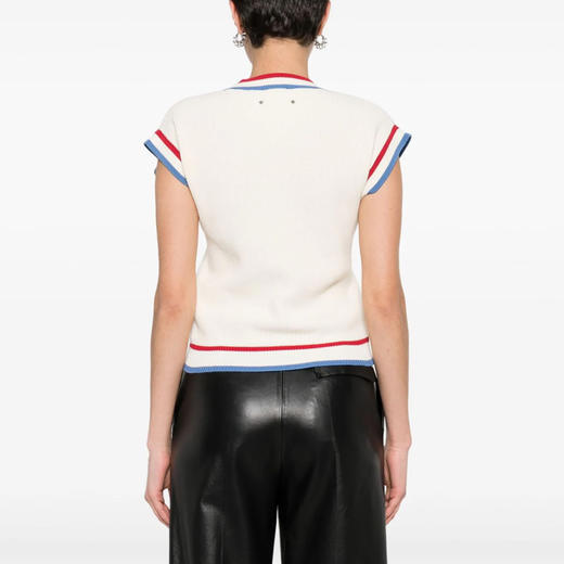 GCDS 女士贴花徽标人字形针织背心 米色 A1CW1400KB115 商品图2