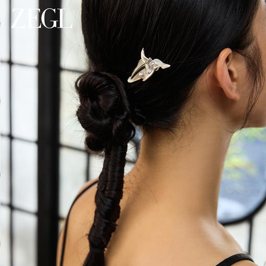 ZEGL设计师东方花影花朵发簪子新中式古风女高级感人造珍珠中国风 商品图2