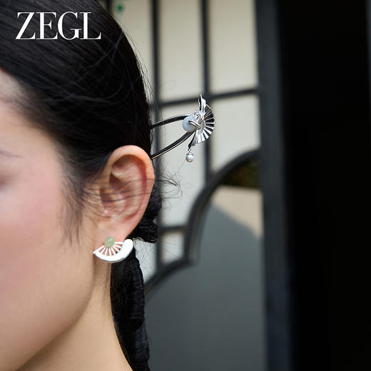 ZEGL设计师风影声声系列琉璃耳钉女新中式耳环新款爆款民族风耳饰 商品图1